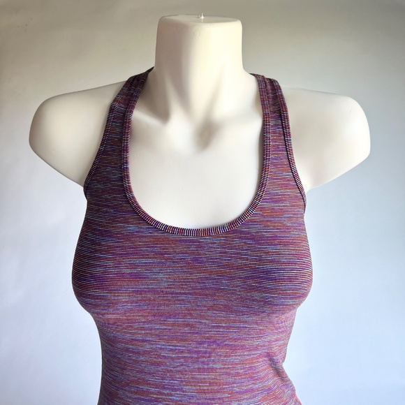 New Lululemon Orange Pink Blue Striped Top size S - Picture 2 of 10